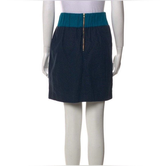 Loeffler Randall Blue Colorblocked Mini Skirt Size 6 - Picture 3 of 11